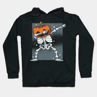 Skeleton with Pumpkin Head Dabbing Halloween Design Hoodie